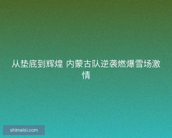 从垫底到辉煌 内蒙古队逆袭燃爆雪场激情